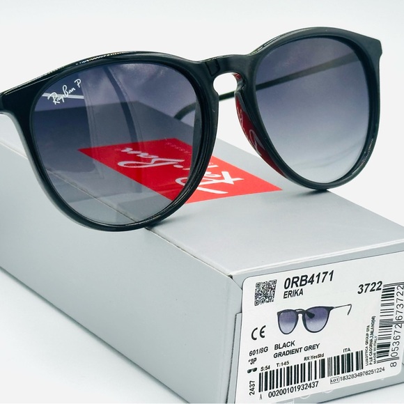 Ray-Ban Erika Women’s Polarized Sunglasses RB4171 54m Black w Gradient Grey Lens - Picture 3 of 10